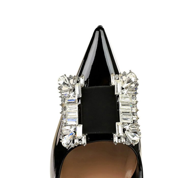 BIGTREE SHOES 272-K72 European and American Banquet High Heels Stiletto Heel Shallow Mouth Pointed Patent Leather Metal Rhinestone Buckle Pumps High Heel Women's Shoes - Image 4