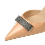 Bigtree Shoes 638-Ak67 Banquet Women's Shoes Stiletto Heel Shiny Patent Leather Shallow Mouth Pointed Toe Side Hollow Rhinestone Metal Decorative Women's Shoes - Image 4