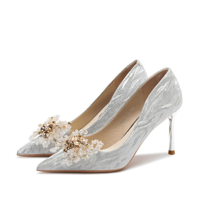 828-10 Pointed High Heel Shoes for Women Stiletto Wedding Shoes Bridal Shoes Crystal Shoes 31-Size 43 - Image 5