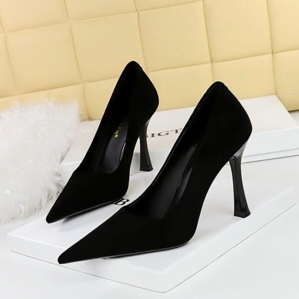e9a59514feacd8bf96207d5361872913 Bigtree Shoes 3767-1 European and American Style Simple and Thin Banquet High Heels Wine Glass Heel Super High Heel Suede Shallow Mouth Pointed-Toe Women's Shoes