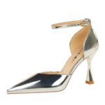 BIGTREE SHOES 8386-6 European and American Banquet High Heels Women's Shoes Wine Glass Heel High Heel Low-Cut Pointed-Toe Hollowed Hollow-out Strap Sandals - Image 3