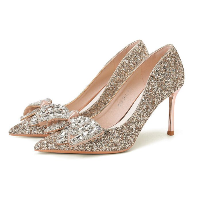 829-145 Pointed High Heel Shoes Women's Stiletto Heel New Wedding Shoes Bridal Shoes Crystal Shoes 32-43 - Image 6