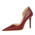 BIG TREE SHOES 1298-2 Retro European American Style Banquet High Heels Stiletto Low-Cut Pointed Embossed Patent Leather Side Hollow-out Pumps Women's Shoes - Image 5