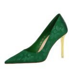 BIGTREE SHOES 9511-30 Vintage Women's Shoes Stiletto Heel Satin Shallow Mouth Pointed Flower Print National Style High Heels Pumps - Image 5