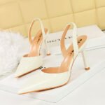 BIG TREE SHOES 228-2 European and American Simple Summer High Heel Shoes Shallow Mouth Pointed Hollow-out Back Empty Back Strap Strap Sandals High Heel - Image 4