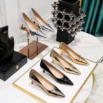 BIGTREE SHOES 1961-17 European and American Style Metallic Embossed Stiletto Heel [High Heel] Low Mouth Pointed-Toe Retro Women's Shoes for Banquet Spring and Autumn