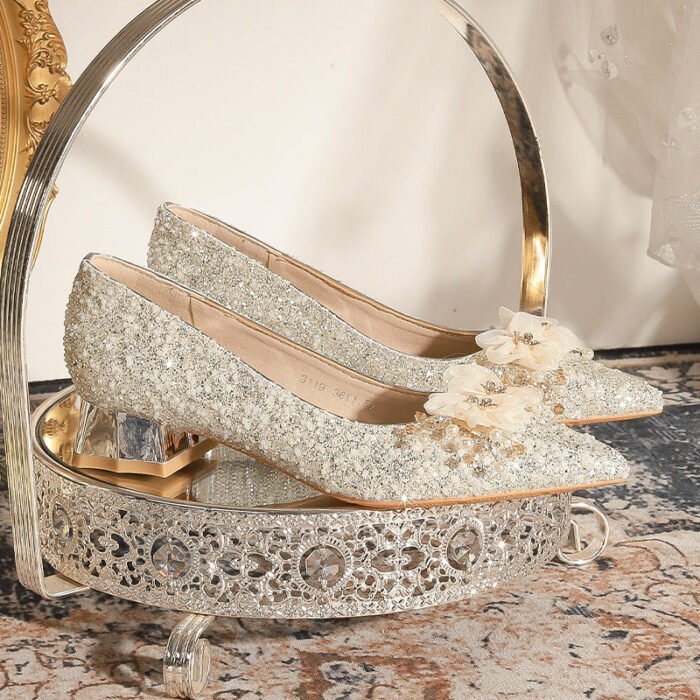 3119-105 French Wedding Shoes Bridal Women's Shoes Xiuhe Main Wedding Dress Bridesmaid Shoes High-Grade Crystal High Heels Annual Meeting - Image 4