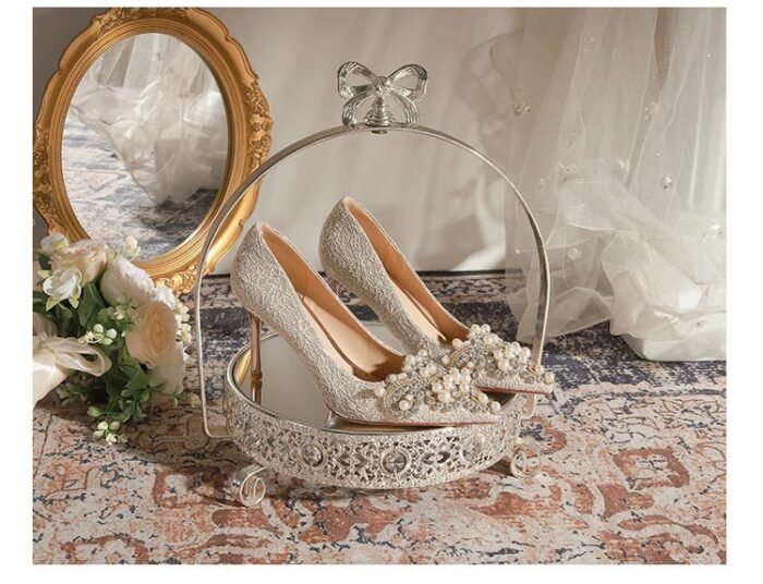 840-12 Rhinestone Pearl High Heels Women Xiuhe Wedding Shoes Stiletto Pointed Toe Large and Small Size Party Shoes - Image 13