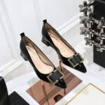 BIGTREE SHOES 1235-K57 European and American Commuters' Women's Shoes Mid Heel Chunky Heel Patent Leather Low-Cut Square Toe Metal Buckle Decoration Spring and Autumn Single-Layer Shoes - Image 5