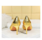 2928-1 European and American style fine-heeled high-heeled shallow pointed side hollow retro metal stone pattern shoes - Image 15
