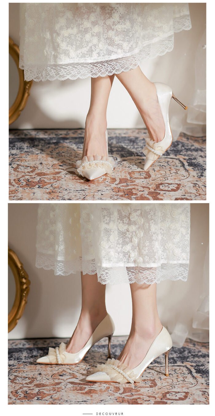 828-81 Pointed High Heels Women's Stiletto Heel New Wedding Shoes High-Grade Sense Xiuhe Wedding Dress Annual Meeting Pumps - Image 8