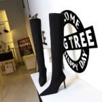 BIG TREE SHOES 315-a6 European and American Style Winter Fashion Simple Stiletto Heel Pointed Toe Slender Slimming Pedicure Suede over-the-Knee Boots - Image 3