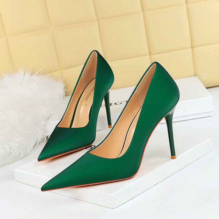 BIG TREE Shoes 3265-1 Korean Style Fashionable Simple Pedicure Slimming Ultra-High Heel Stiletto Low-Cut Pointed High Heel Shoes Women's Thin Shoes - Image 2