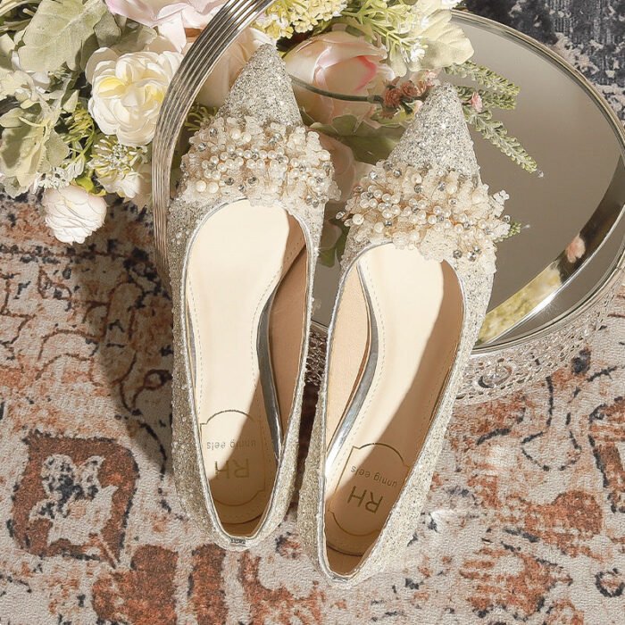 3119-7 French Wedding Shoes Bridal Women's Shoes Xiuhe Main Wedding Bridesmaid Shoes Crystal High Heels - Image 2