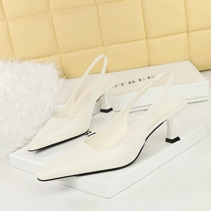 BIGTREE SHOES 2a02 European and American Style Retro Simple Women's Shoes Wine Cup Heel High Heel Low-Cut Square Toe Hollow Back Strap Back Open Shoes - Image 4