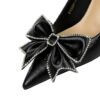 BIGTREE SHOES 3391-h53 European and American Style Banquet High Heels Stiletto Women's Shoes Shallow Mouth Pointed Toe Rhinestone Bow Pumps Super High Heel