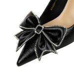 BIGTREE SHOES 3391-h53 European and American Style Banquet High Heels Stiletto Women's Shoes Shallow Mouth Pointed Toe Rhinestone Bow Pumps Super High Heel - Image 3