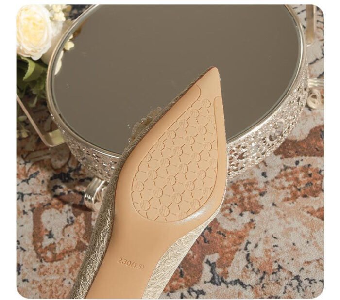 840-7 Stick Pearl Crystal Flower Wedding Shoes Xiuhe Wedding Dress Two-Way Wear Niche Not Tired Feet Stiletto Heel Bride Pumps Women - Image 8