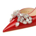BIG TREE SHOES 638-Ah19 European and American Entry Lux Banquet Women's Shoes High Heel Stiletto Low Mouth Pointed Side Hollow Rhinestone Bow Pumps - Image 4