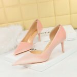 Bigtree Shoes 1363-A6 European and American Fashion Minimalist Banquet Women's Shoes Stiletto Heel Shallow Mouth Pointed Side Hollow out West Velvet Pumps - Image 4