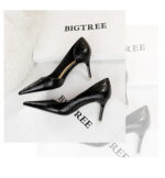 2928-1 European and American style fine-heeled high-heeled shallow pointed side hollow retro metal stone pattern shoes - Image 11