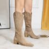 Product image BIGTREE 009-31 European and American fashion banquet women's boots thick heel medium heel pointed suede fashion boots winter high boots