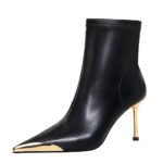 BIGTREE 319-11 European and American winter short boots thin heel super high heel women's boots short boots metal pointed iron head fashion short boots - Image 5
