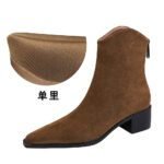 BIGTREE 578-3 European and American style fashion simple winter versatile thick heel middle heel pointed suede fashion short boots short women's boots - Image 8