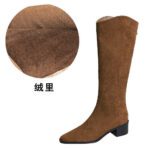 BIGTREE 578-7 European and American style banquet tall boots suede medium heel thick heel fashion simple versatile tall women's boots knight boots - Image 9