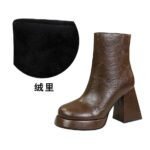 BIGTREE 7992-2 European and American style fashion trend thick heel high heel short boots round head retro winter short boots fashion women's boots - Image 9