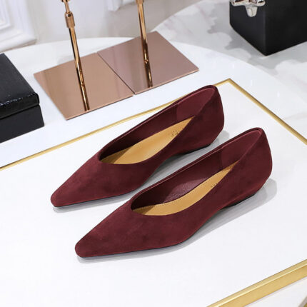 BIGTREE 3683-15 European and American style versatile daily simple and comfortable suede pointed head shallow mouth low heel wedge heel single shoes women's single shoes