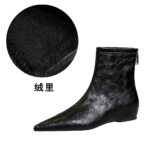 BIGTREE 6383-1 Retro women's boots are comfortable and low-heeled, with heel inner height increased, zipper, pedicure and thin, European and American versatile short boots - Image 9