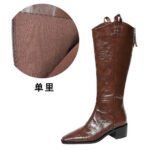 BIGTREE 236-1 Retro hand-scratched European and American winter boots women's boots thick heel middle heel pointed knight boots high boots - Image 8
