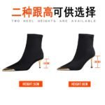 BIGTREE 319-A13 banquet women's boots European and American fashion and sexy thin heels satin metal pointed short boots short boots - Image 4