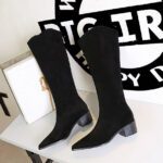 BIGTREE 578-7 European and American style banquet tall boots suede medium heel thick heel fashion simple versatile tall women's boots knight boots