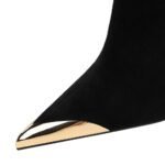 BIGTREE 319-A12 European and American style banquet light luxury women's boots thin pedicure short boots suede metal head winter short boots - Image 3