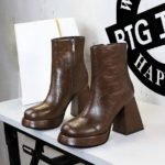 BIGTREE 7992-2 European and American style fashion trend thick heel high heel short boots round head retro winter short boots fashion women's boots - Image 2