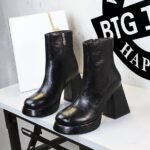 BIGTREE 7992-2 European and American style fashion trend thick heel high heel short boots round head retro winter short boots fashion women's boots