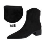 BIGTREE 578-3 European and American style fashion simple winter versatile thick heel middle heel pointed suede fashion short boots short women's boots - Image 7