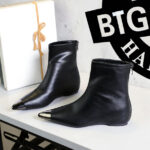 BIGTREE 6383-3 Retro European and American style versatile low heel heel inner heightening metal pointed iron head short women's boots short boots - Image 2