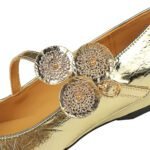 BIGTREE 3683-6K92 retro metal hand-scratched single shoes, light mouth bevel heel women's shoes, metal decoration, one word with women's single shoes - Image 4