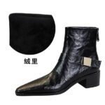 BIGTREE 578-13 Retro European and American style medium heel thick heel pointed metal buckle knight boots short boots winter fashion short boots - Image 8
