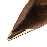 BIGTREE 319-A10 European and American style light luxury women's boots banquet short boots metal pointed pedicure thin Xishi velvet short boots - Image 3